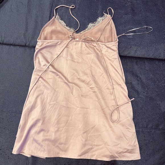Dusty pink satin backless sexy lingerie dress - Picture 2 of 2